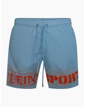 Philipp Plein Plein Sport Shade Logo Medium Boardshort Swim Shorts - Blue