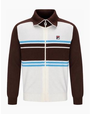 Fila Lena Full Zip Knit Jumper Gardenia/Fudge/Azure - Multicolour