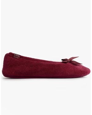 Totes Isotoner Stretch Terry Bow Ballerina Slippers Burgundy - Purple