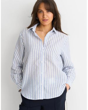 Gini London Cotton Oversized Stripe Shirt - White