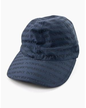 Emporio Armani All Over Logo Cap - Blue