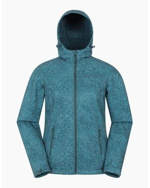 Mountain Warehouse Ladies Exodus Printed Water Resistant Soft Shell Jacket - Blue