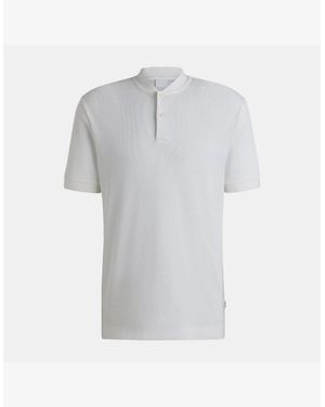 BOSS Pratt 120 Collarless Polo Shirt - Grey