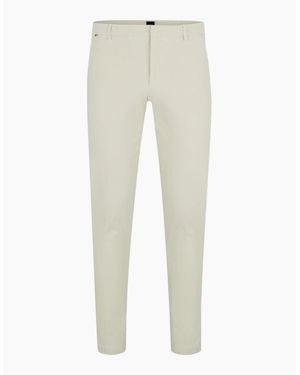 BOSS Kaito1 Solid Patterned Straight Chinos - Natural