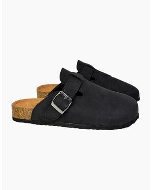 XY London Ladies Lucy Cork Slip-On Flat Mules - Black