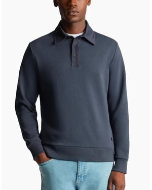 Remus Uomo Long Sleeve Polo Shirt - Blue