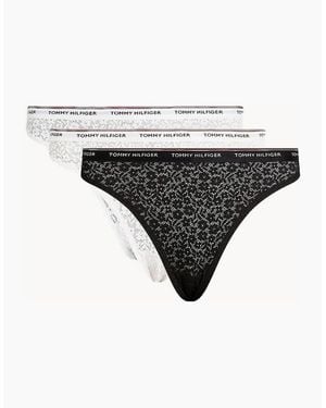 Tommy Hilfiger 3-Pack Premium Essential Lace Thongs, /Light - Black