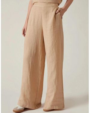 James Lakeland Sand Linen Wide-Leg Trousers - Natural