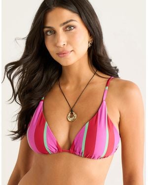 Gini London Multi Colour Stripe Triangle Bikini Top - Pink