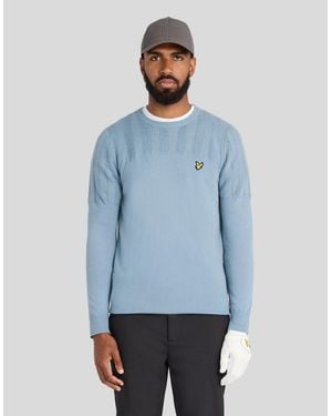 Lyle & Scott Texture Block Crew Neck Jumper - Blue