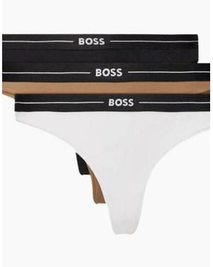BOSS 3-Pack Power Logo Waistband Thongs - Black