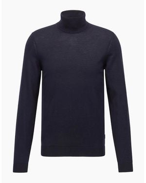 BOSS Turtle Neck Long Sleeve Jumper - Blue