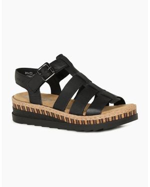 Rieker Costa Rica Wedge Heel Sandals - Black