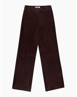 Ro&zo Chocolate Suede Wide Leg Trousers - Brown