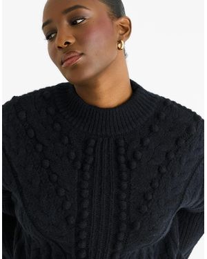 Gini London Chunky Knit Oversized Jumper - Blue