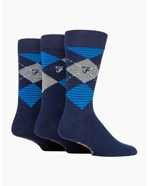 Farah 3 Pack Cotton Argyle Socks Size 6-11Uk - Blue