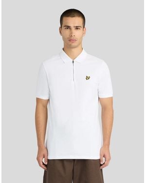 Lyle & Scott 1/4 Zip Short Sleeve Polo Shirt - White