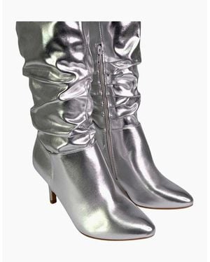 XY London Ladies Sian Ruched Metallic Knee-High Boots