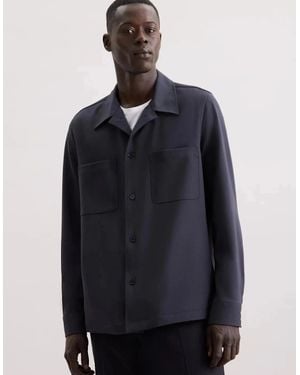 Seidensticker Regular Fit Wool Mix Casual Lapel Overshirt - Blue
