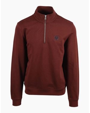 Belstaff Half Zip Sweatshirt Oxblood - Red