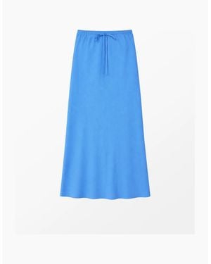Ro&zo Petite Linen Blend Bias Skirt - Blue
