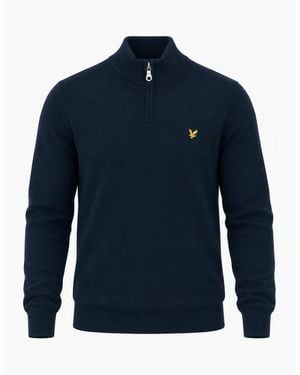 Lyle & Scott Lyle & Scott Cotton Merino Quarter Zip Jumper Dark - Blue