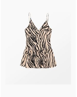 Ro&zo Zebra Print Peplum Cami - White