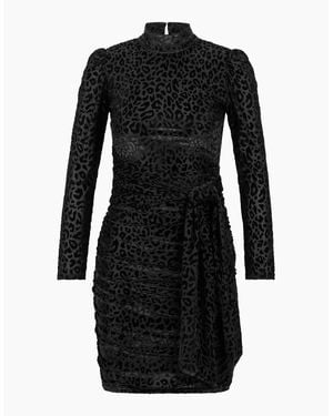 BOSS Kelora Mock Neck Long Sleeve Mini Dress - Black