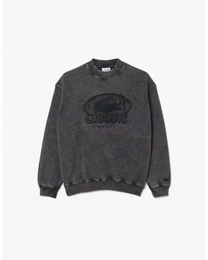 Lacoste Embroidered Crew Neck Drop Shoulder Sweatshirt - Grey