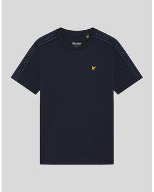 Lyle & Scott Cotton Blend Jacqaurd Tape T-Shirt - Blue