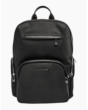 ARMANI EXCHANGE Singapore Metal Logo Canvas Backpack - Black