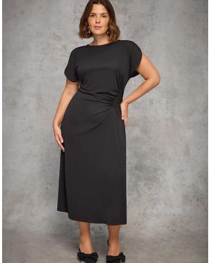 Live Unlimited London Draped Side Maxi Dress - Black