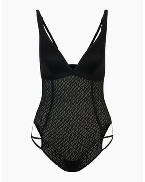 BOSS Luxe B-Lace Bodysuit, W/ Metal Logo - Black