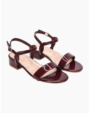 XY London Ladies Moana Patent Low Block Heel Sandals - Pink