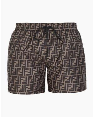 Fendi Ff Monogram Swim Shorts - Grey
