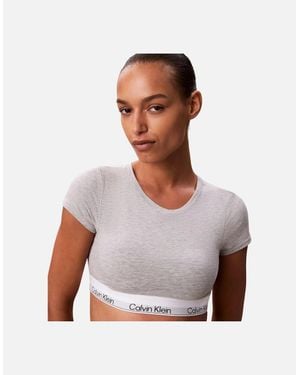 Calvin Klein Icon Cotton Modal T-Shirt Bralette, Heather - White
