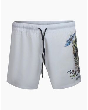 Philipp Plein Hotel Skull Logo Beach Shorts - Blue