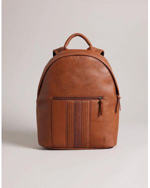 Ted Baker Striped Laptop Backpack With Embossed Logo - Brown