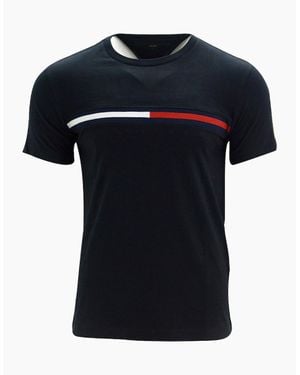 Tommy Hilfiger T Shirts Short Sleeve Summer Crew Neck Top Casual Cotton Tee - Black