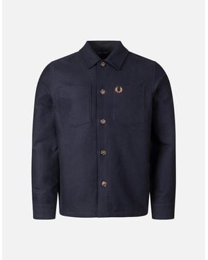 Fred Perry Brushed Twill Overshirt - Blue