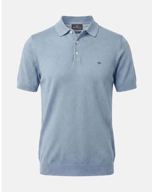 Fynch-Hatton Fine Knit Air Cotton Polo Shirt New Breeze - Blue