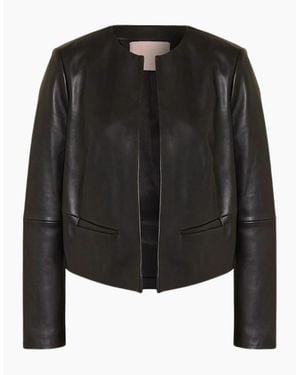 Ted Baker Quentia Cropped Collarless Leather Jacket - Black