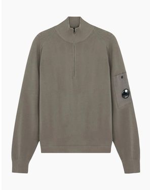 C.P. Company Cotton Crepe Zip Jumper - Grey