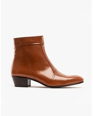 Club Cubano Emmanuel Smooth Leather Cuban Heel Boots Cognac - Brown