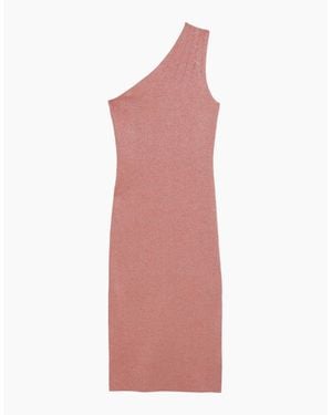 Ted Baker Kaleyy One Shoulder Lurex Knit Midi Pale Dress - Pink