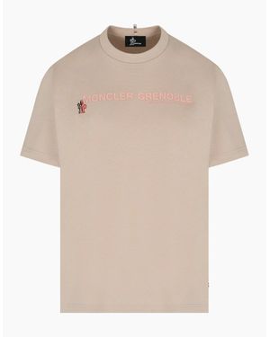 Moncler Branded Cotton T-Shirt - Natural