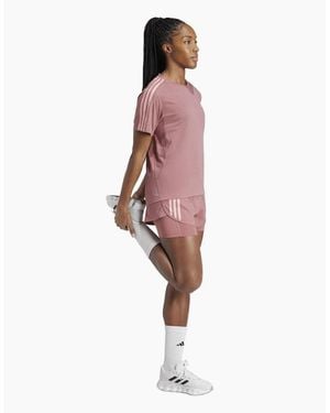 adidas Own The Run Three Stripe T-Shirt - Pink