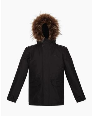 Regatta Tynley Solid Patterned Hooded Parka Jacket - Black