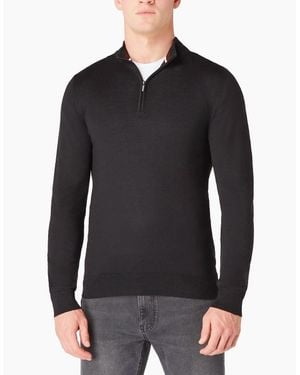 Remus Uomo Long Sleeve Half Zip Jumper Merino Blend - Black