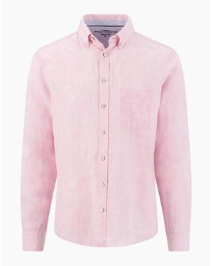 Fynch-Hatton Fynch-Hatton Long Sleeved Linen Shirt Magnolia - Pink